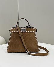 Fendi Peekaboo Brown Suede Selleria Bag 27x11x20cm - 1