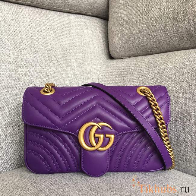 Gucci Marmont Shoulder Bag Purple 26x7x15cm - 1