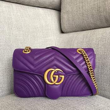 Gucci Marmont Shoulder Bag Purple 26x7x15cm