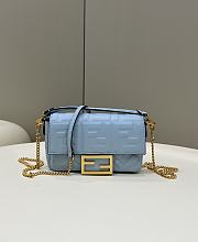 Fendi Baguette Mini Blue Nappa Leather Bag 20x13x5cm - 1