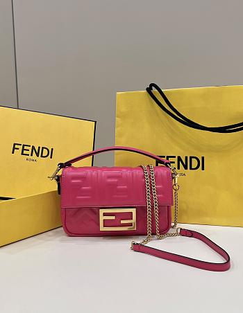 Fendi Baguette Mini Dark Pink Nappa Leather Bag 20x13x5cm