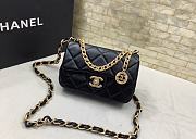 Chanel Flap Bag Coin Black Lambskin Gold 21x12x7cm - 1