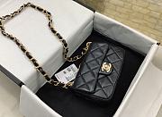 Chanel Flap Bag Coin Black Lambskin Gold 21x12x7cm - 6