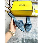 Fendi Signature Denim Slides Blue - 4