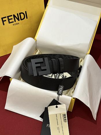 Fendi Gray Leather Belt FF 3.5cm