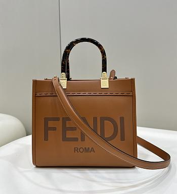 Fendi Sunshine Small Brown Leather Shopper 25.5x22.5x12cm