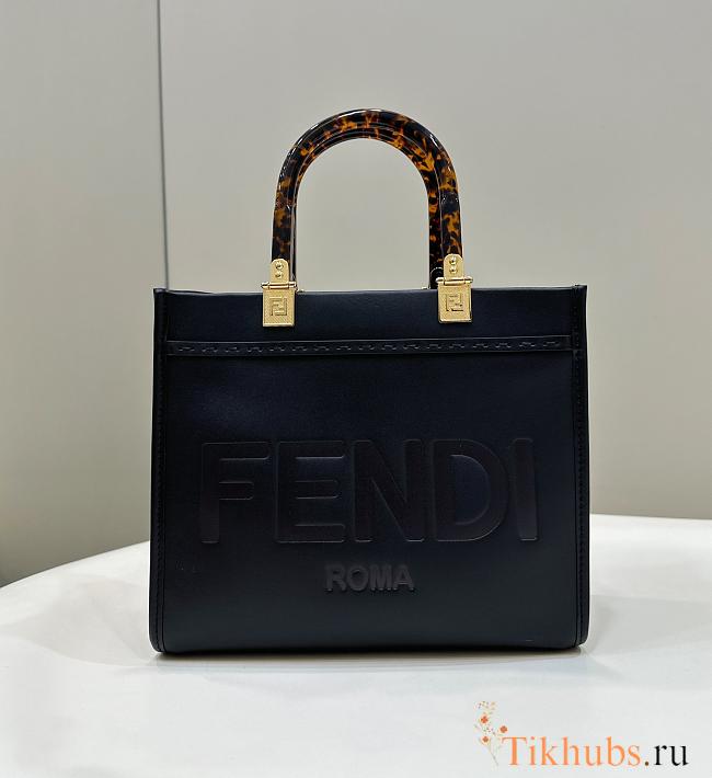 Fendi Sunshine Small Black Leather Shopper 25.5x22.5x12cm - 1