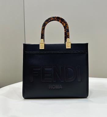 Fendi Sunshine Small Black Leather Shopper 25.5x22.5x12cm