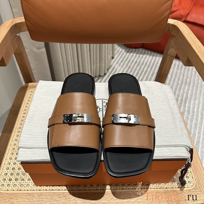 Hermes Giulia Sandal Black Brown Silver - 1