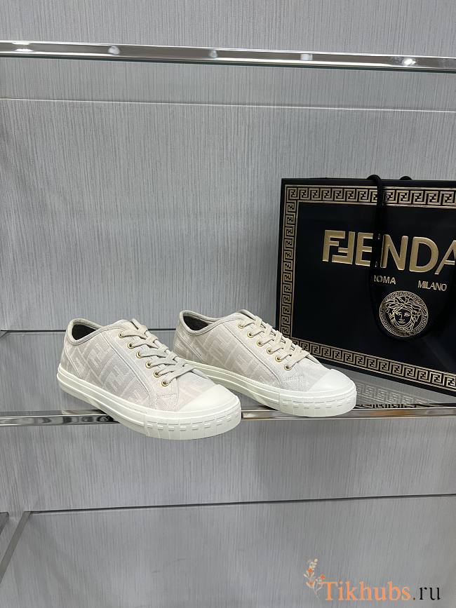 Fendi Fabric Low Top White Sneaker - 1