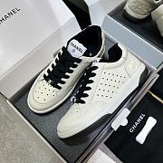 Chanel Logo Low Top Sneakers White Black - 1