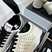 Chanel Logo Low Top Sneakers White Black - 4