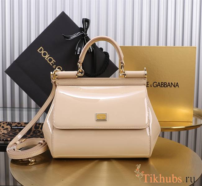 Dolce & Gabbana Beige Medium Sicily Handbag Patent 20cm - 1