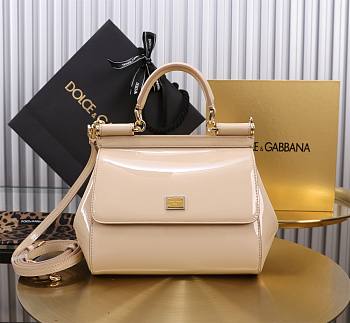 Dolce & Gabbana Beige Medium Sicily Handbag Patent 20cm