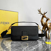 Fendi Baguette Camellia Selleria Bag Black 27x15x6cm - 1