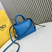 Fendi FF Cube Blue Nappa Leather Mini Bag 16.5x13.5x9cm - 2