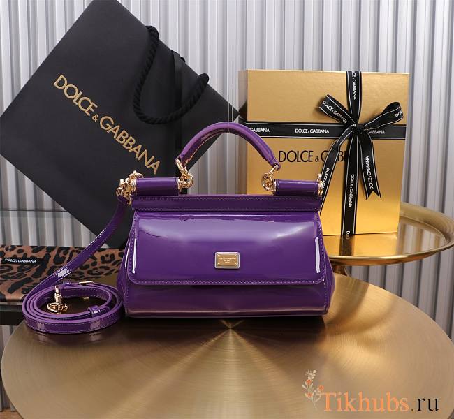 Dolce & Gabbana Purple Small Sicily Handbag Patent 18cm - 1