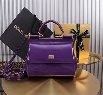 Dolce & Gabbana Purple Medium Sicily Handbag Patent 20cm