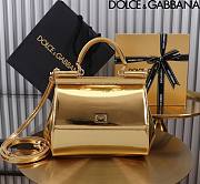 Dolce & Gabbana Gold Medium Sicily Handbag Patent 20cm - 1