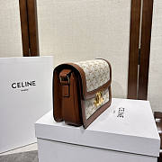 Celine Triomphe Bag Canvas Calfskin White 22x15.5x6cm - 4