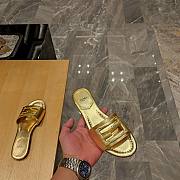 Fendi Baguette Gold Leather Slides - 4