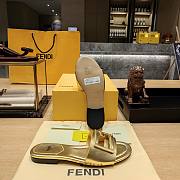 Fendi Baguette Gold Leather Slides - 3