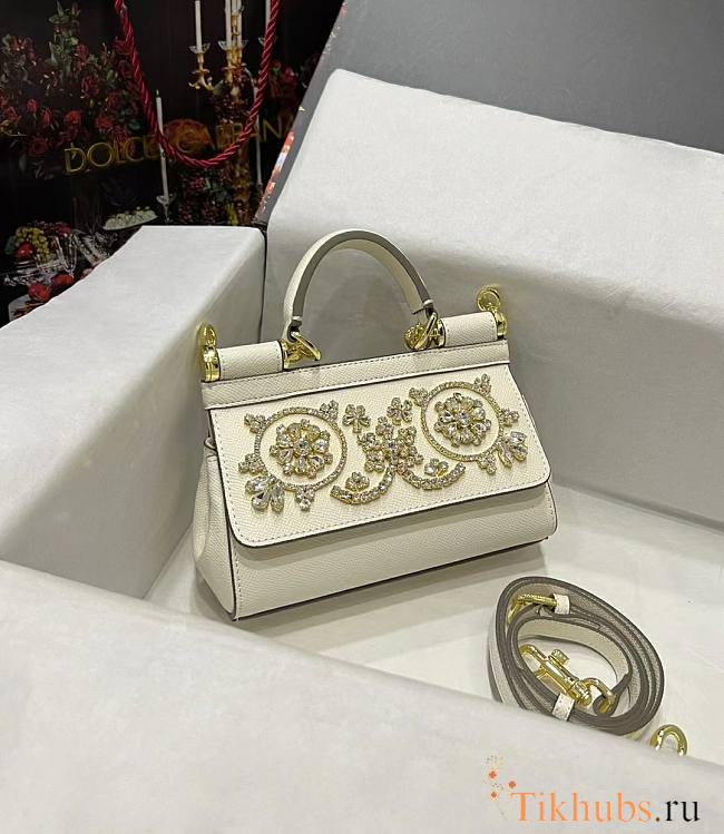 Dolce & Gabbana Small Sicily Handbag White 19x13x6cm - 1