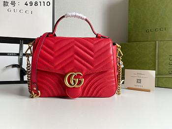 Gucci GG Marmont Small Top Handle Red Bag 27x19x10.5cm