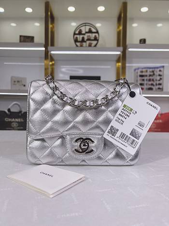 Chanel Mini Flap Bag Silver 17cm