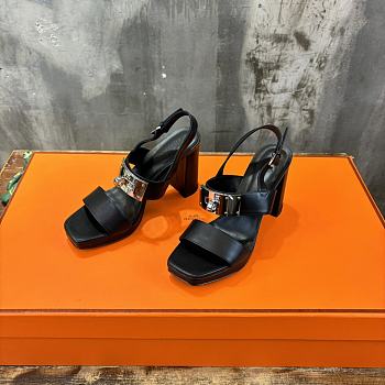 Hermes Ilona 90 Sandal Black Heel