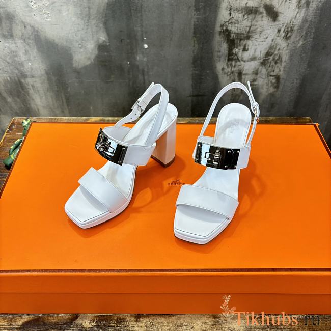 Hermes Ilona 90 Sandal White Heel - 1