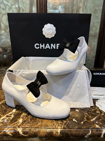 Chanel Mary Janes Shoes Polished Calfskin White