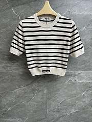 Miu Miu Cotton Crew-neck Sweater White Black  - 1