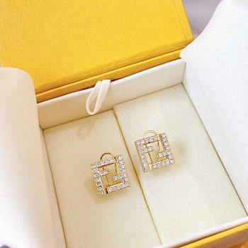 Fendi Forever Earrings With Crystal Gold