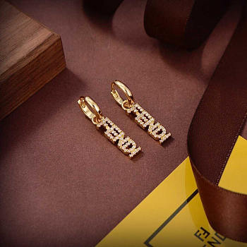 Fendi Logo Earrings Gold 02