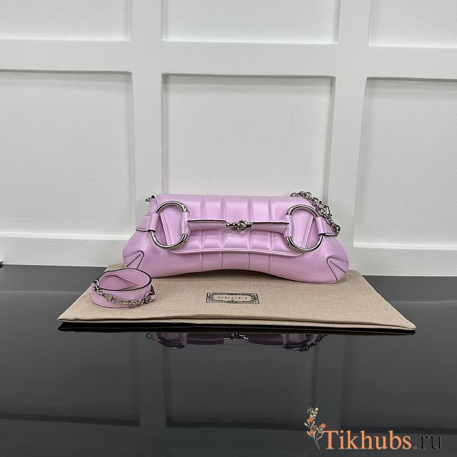 Gucci Horsebit Chain Medium Shoulder Bag Pink Iridescent 38x15x16cm - 1