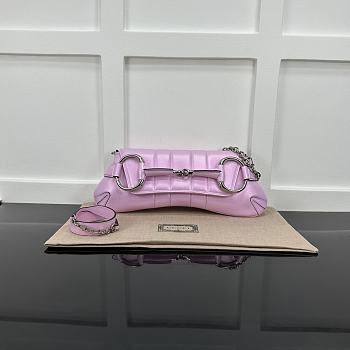 Gucci Horsebit Chain Medium Shoulder Bag Pink Iridescent 38x15x16cm