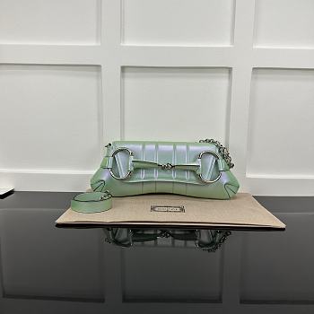 Gucci Horsebit Chain Medium Shoulder Bag Green Iridescent 38x15x16cm