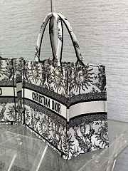 Dior Medium Book Tote White Black Toile De Jouy Soleil 36cm - 6