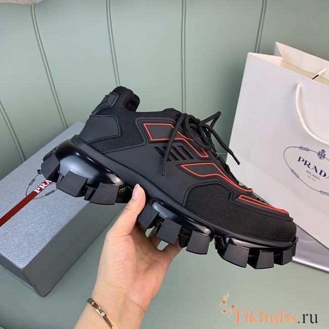 Prada Cloudbust Thunder Knit Black Red Sneaker - 1