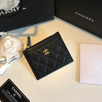 Chanel Zipped Cardholder With Cards Black 11x5x9cm