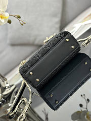 Dior Mini Lady Bag Black Micropearl Embroidery 17cm - 5