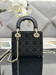 Dior Mini Lady Bag Black Micropearl Embroidery 17cm - 4