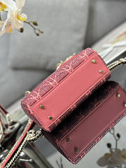 Dior Mini Lady Bag Pink Micropearl Embroidery 17cm - 4