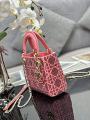 Dior Mini Lady Bag Pink Micropearl Embroidery 17cm - 5