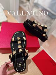 Valentino Roman Stud Platform Black Slides - 2