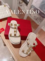 Valentino Roman Stud Platform White Slides - 2