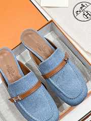 Hermes Groupie Mules Blue - 4