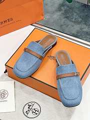 Hermes Groupie Mules Blue - 3