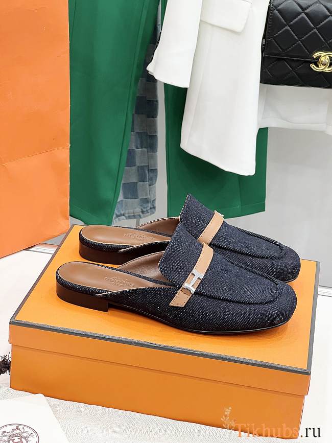 Hermes Groupie Mules Denim - 1